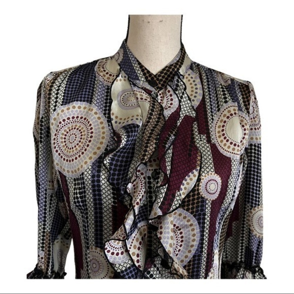 Piano Vintage 80s Ruffle Blouse Size M - Picture 5 of 6